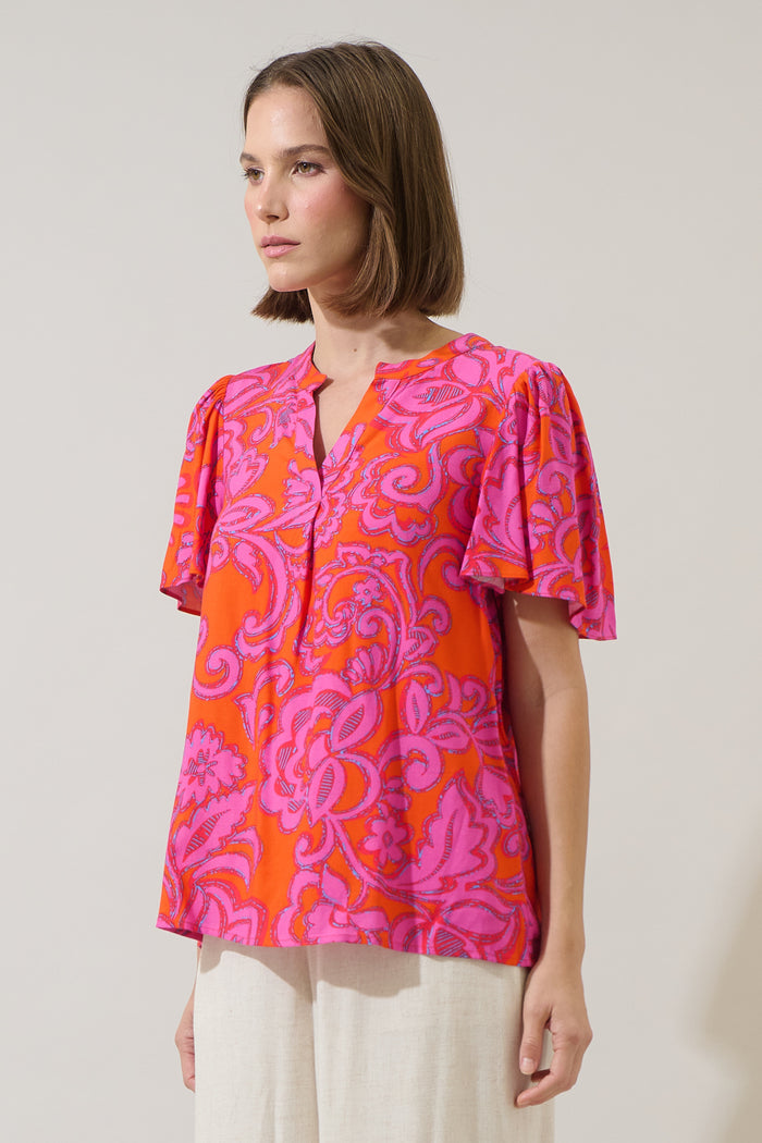 Marinda Floral Mivie Pleated Top