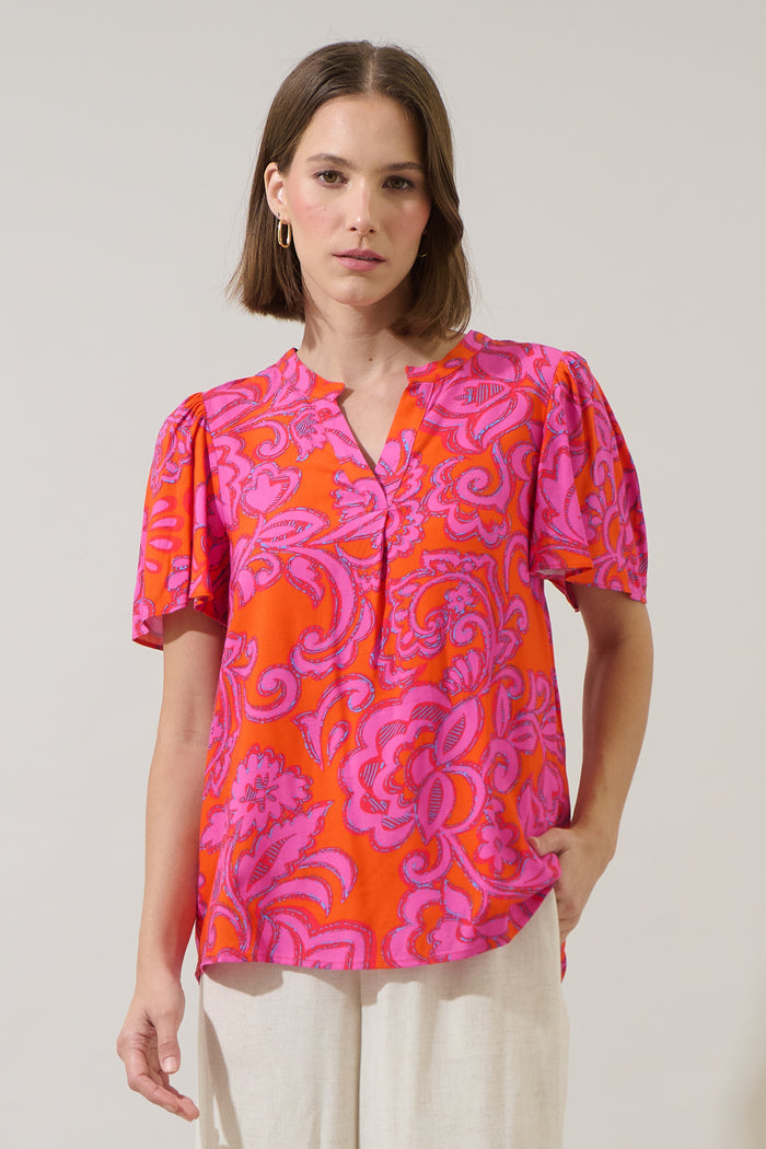 Marinda Floral Mivie Pleated Top