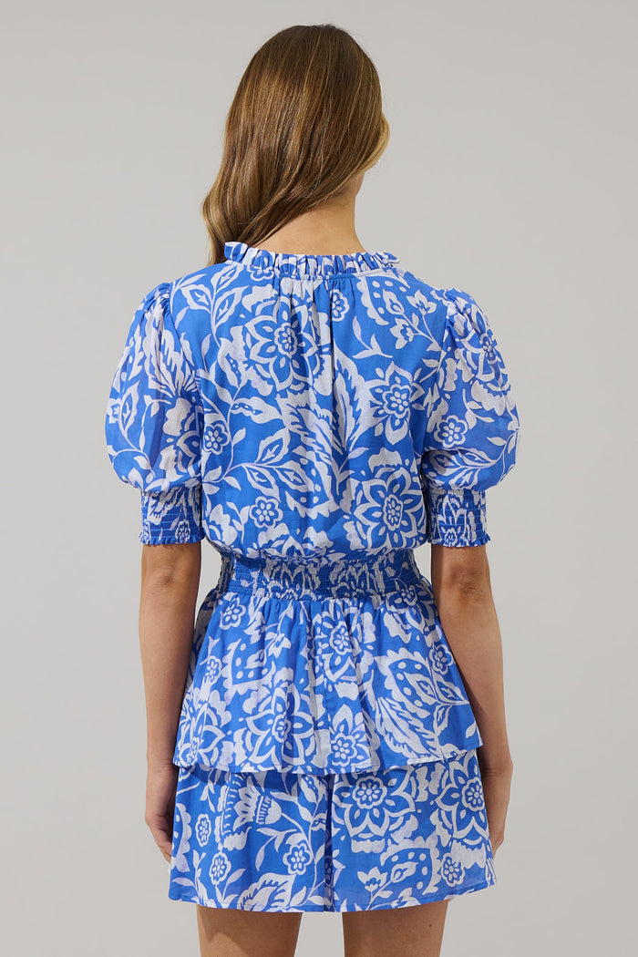 Marny Floral Rai Ruffle Mini Dress
