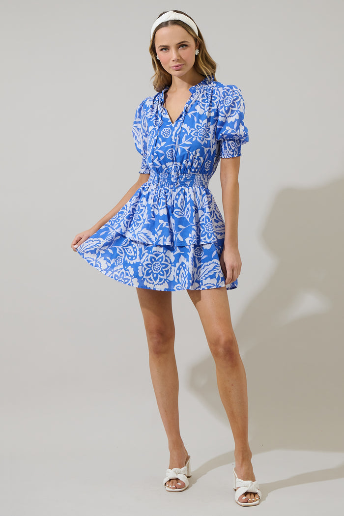 Marny Floral Rai Ruffle Mini Dress