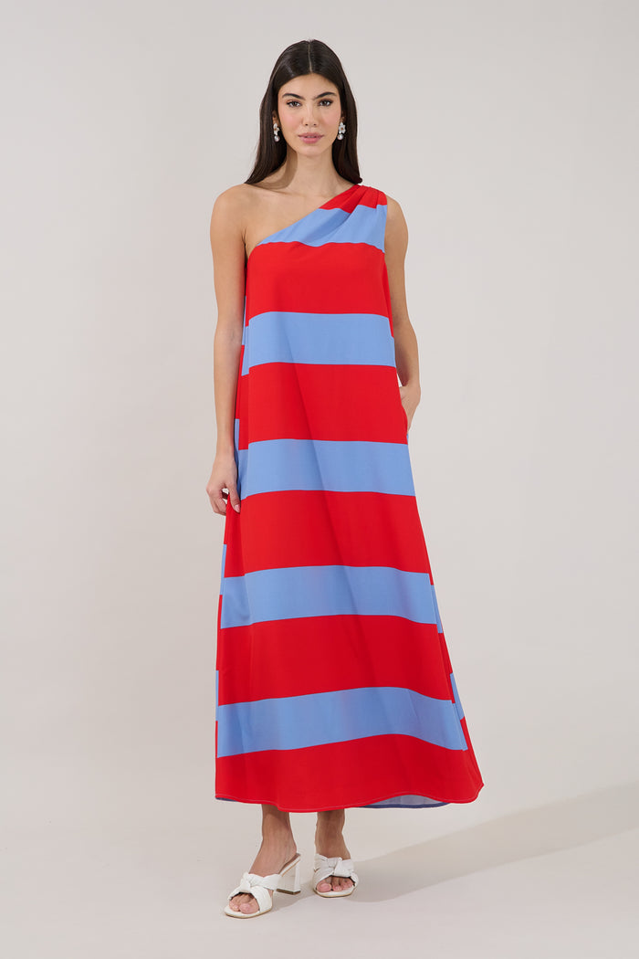 Melina One Shoulder Maxi Dress Stripe