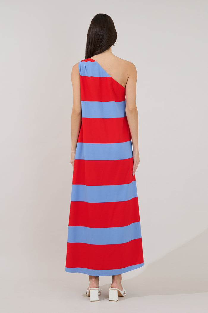 Melina One Shoulder Maxi Dress Stripe