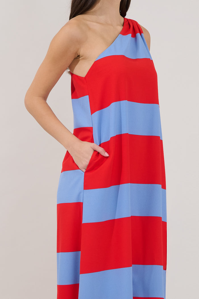 Melina One Shoulder Maxi Dress Stripe