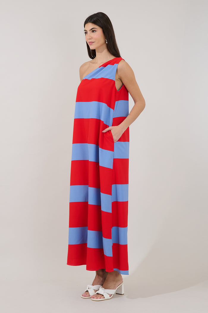 Melina One Shoulder Maxi Dress Stripe