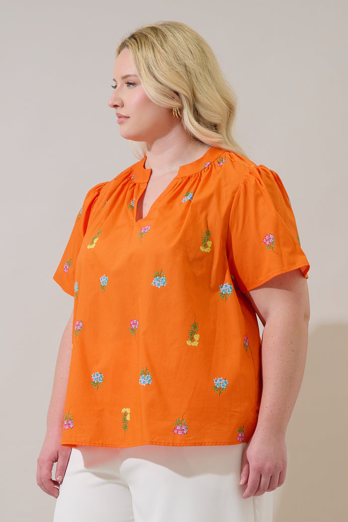 Mely Puff Sleeve Top Denvie Floral Curve