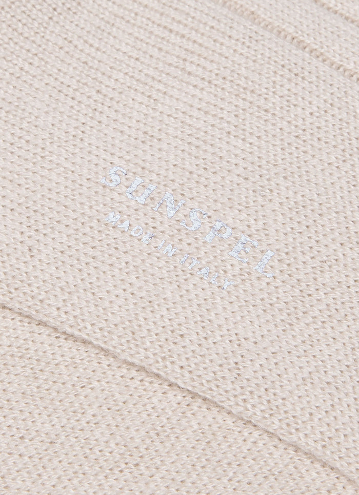 Men's Cashmere Ribbed Socks in Natural