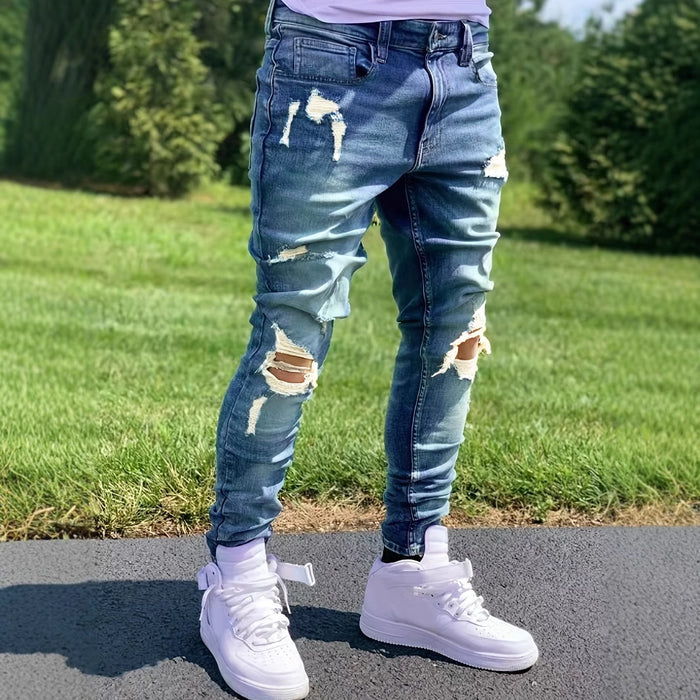 Men's Ripped Fashion Personality Street Trend