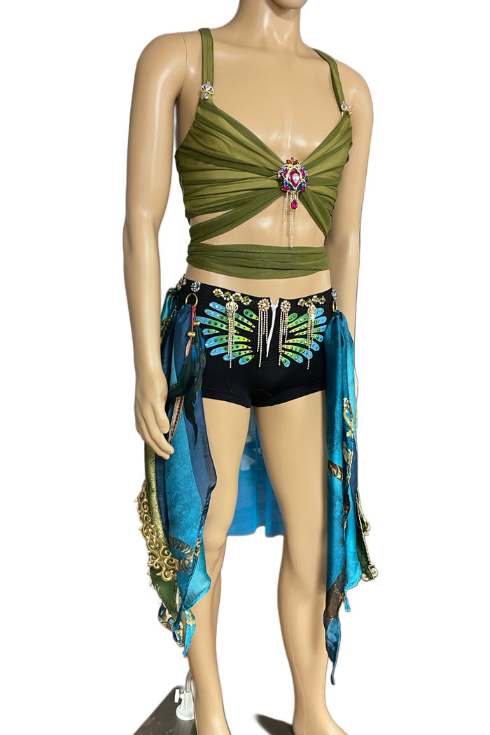 Mens Top Y2K Pop Star Snake Charmer Cosplay Costume