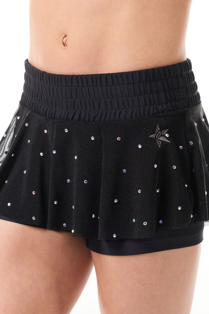 Mesh Overlay Skirt in Black