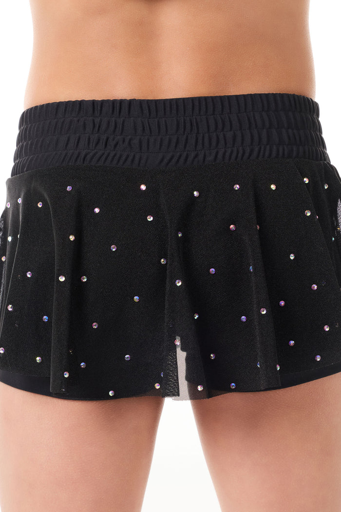 Mesh Overlay Skirt in Black