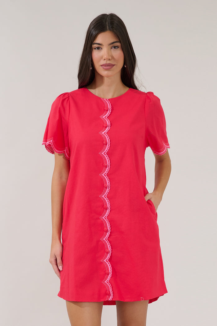 Meylar Scallop Button Up Mini Dress