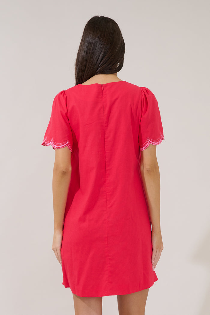 Meylar Scallop Button Up Mini Dress