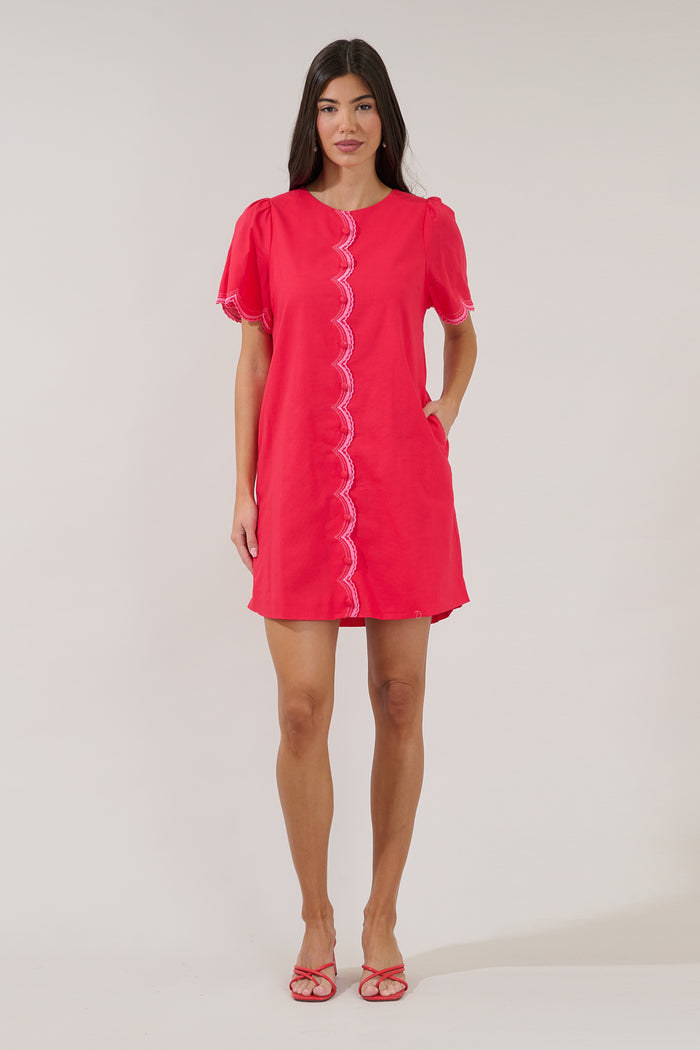 Meylar Scallop Button Up Mini Dress