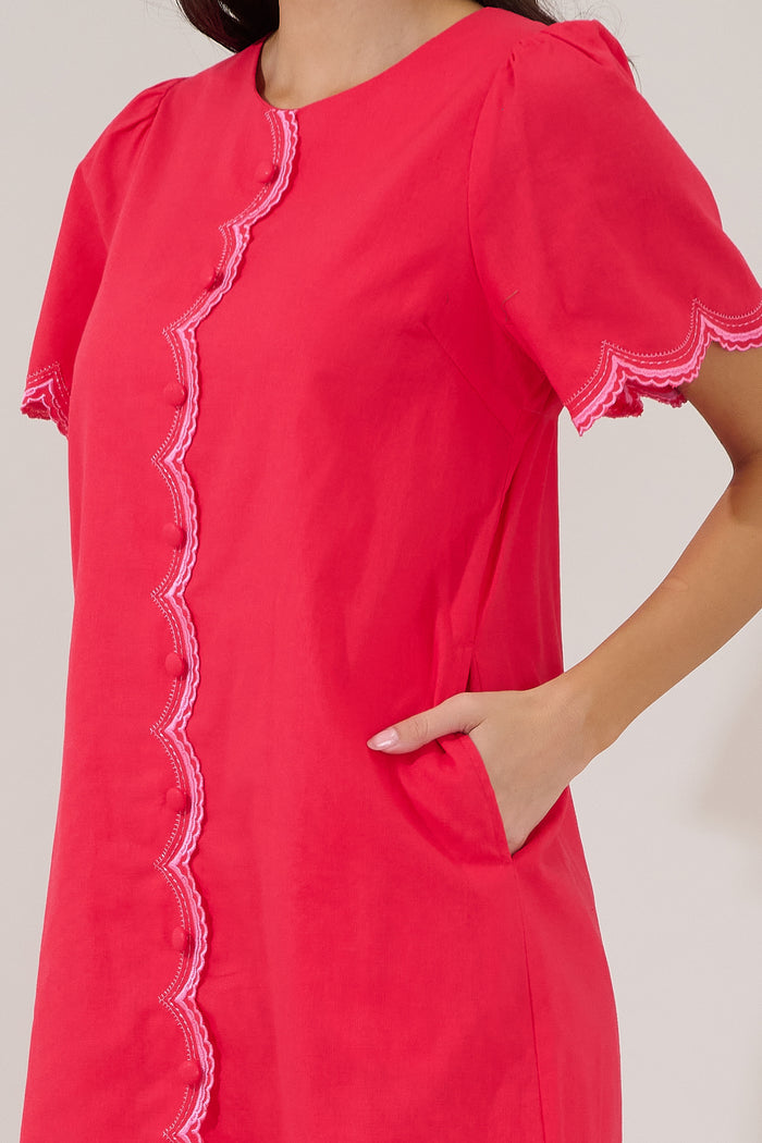 Meylar Scallop Button Up Mini Dress