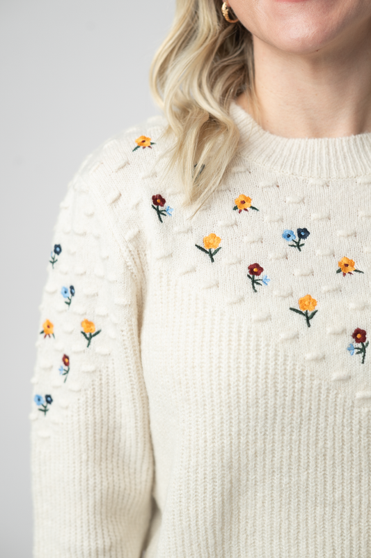 Micro Flower Sweater - Ivory by Michelle Mae