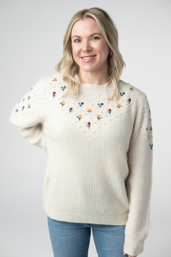 Micro Flower Sweater - Ivory by Michelle Mae