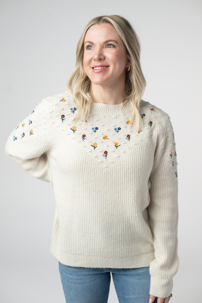 Micro Flower Sweater - Ivory by Michelle Mae