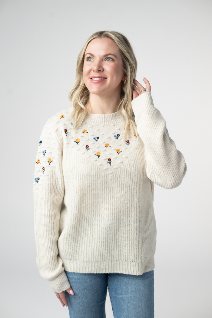 Micro Flower Sweater - Ivory by Michelle Mae