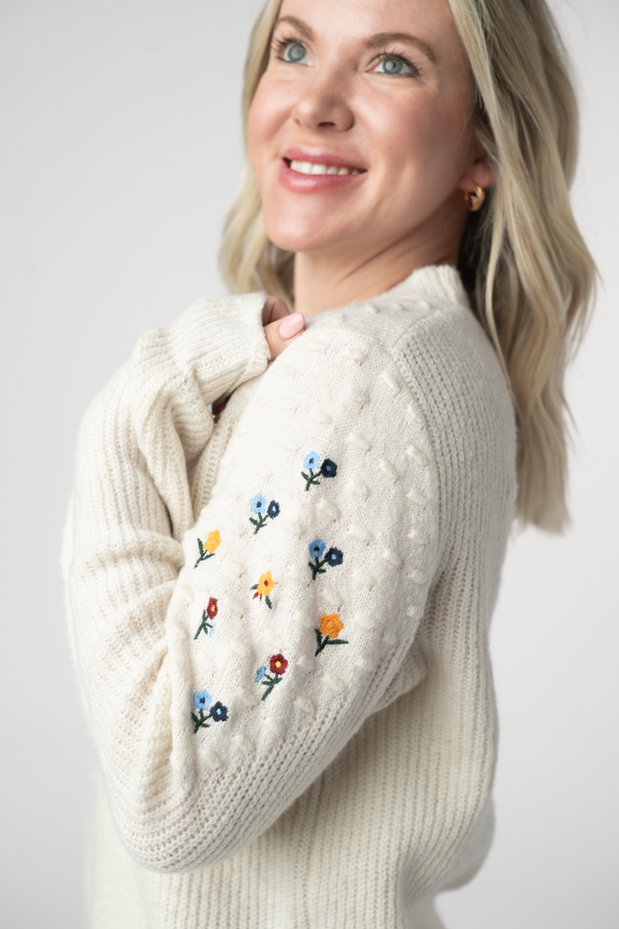 Micro Flower Sweater - Ivory by Michelle Mae
