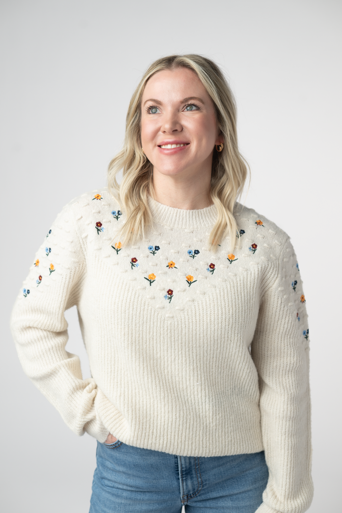 Micro Flower Sweater - Ivory by Michelle Mae