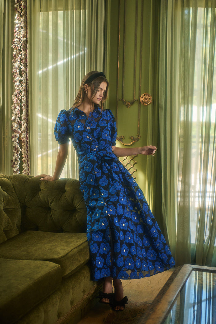 Midnight Rose Aveline Collared Maxi Dress