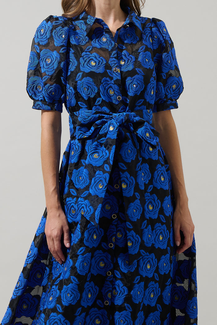 Midnight Rose Aveline Collared Maxi Dress