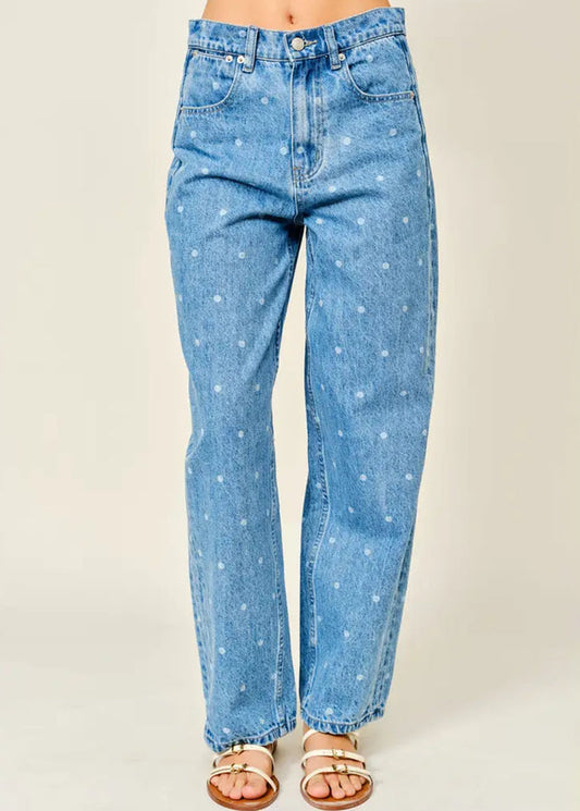 Miller Polka Dot Straight Pants - Denim