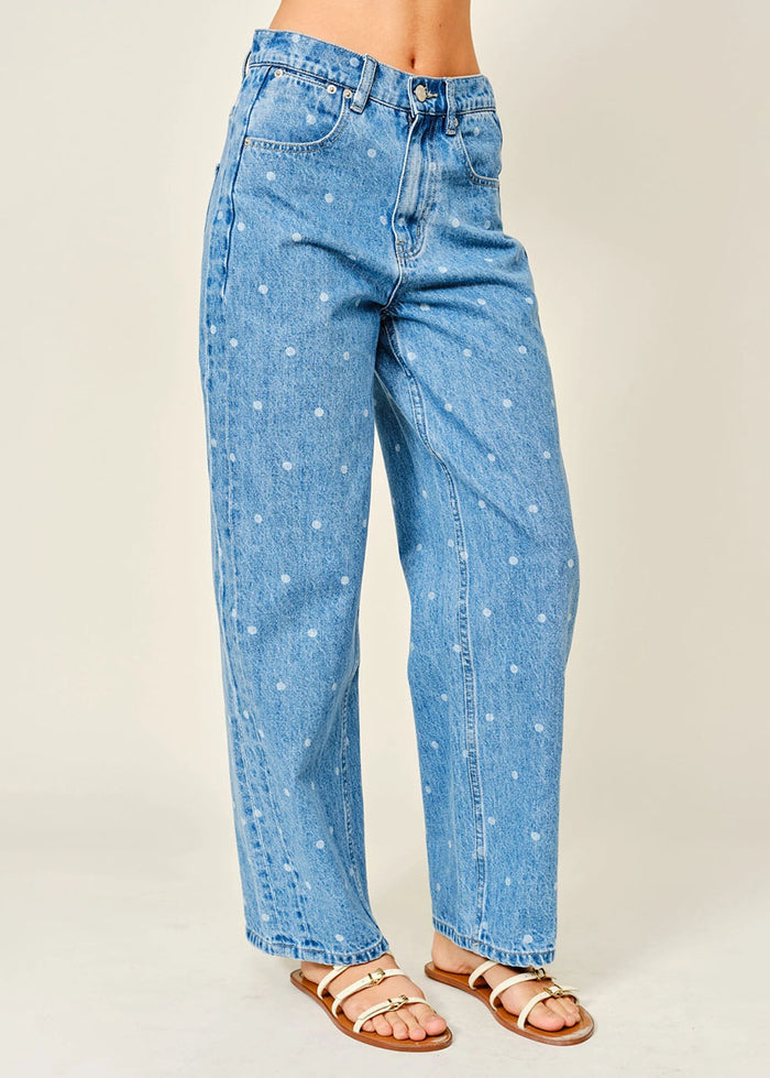 Miller Polka Dot Straight Pants - Denim