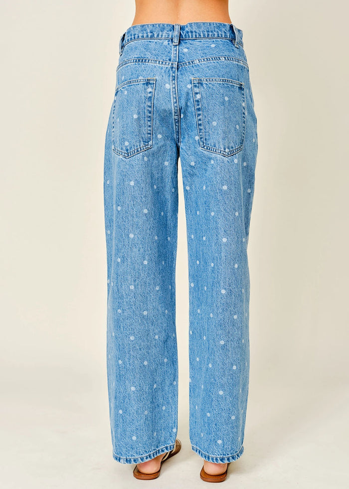 Miller Polka Dot Straight Pants - Denim