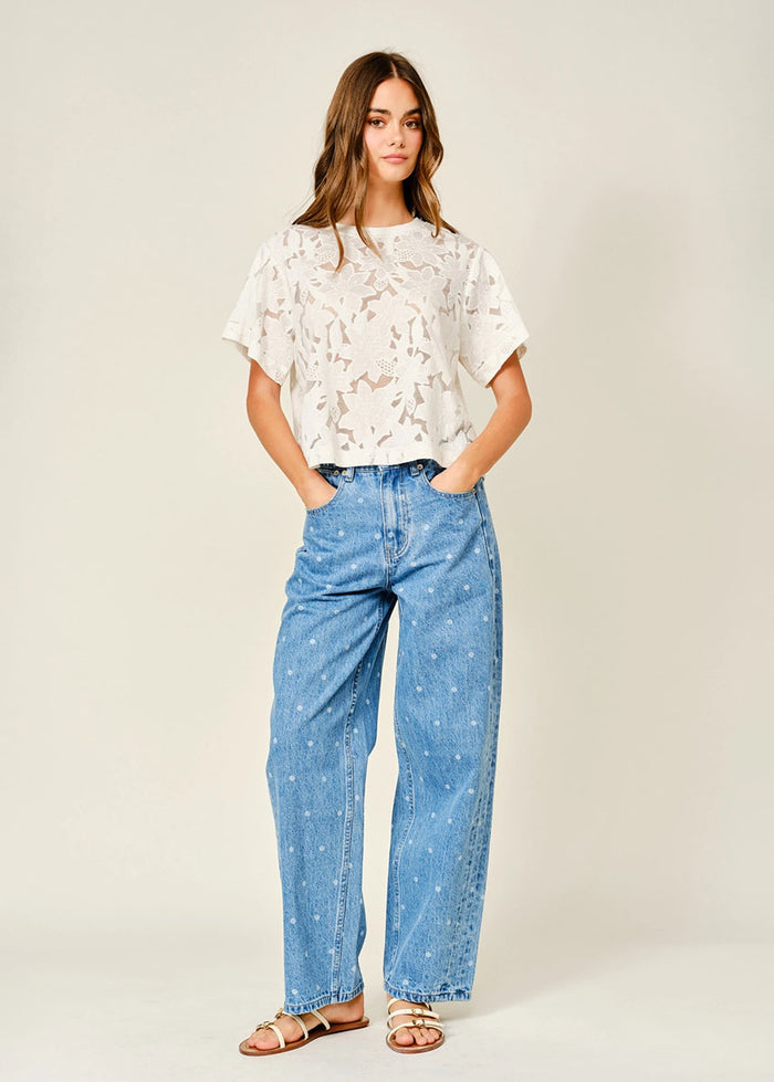 Miller Polka Dot Straight Pants - Denim