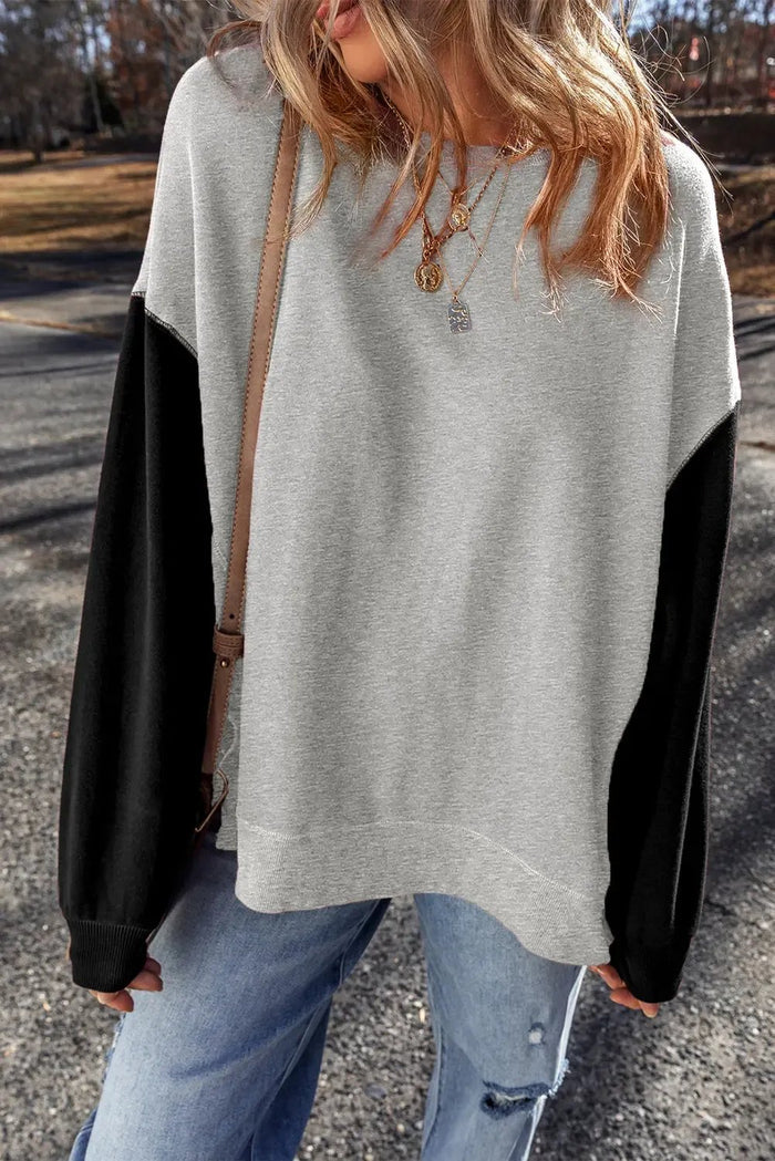 Shop Mineral Red Two Tone Patchwork Drop Shoulder Pullover Sweatshirt at eAura