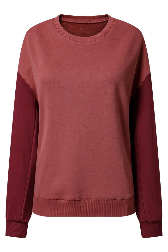 Shop Mineral Red Two Tone Patchwork Drop Shoulder Pullover Sweatshirt at eAura