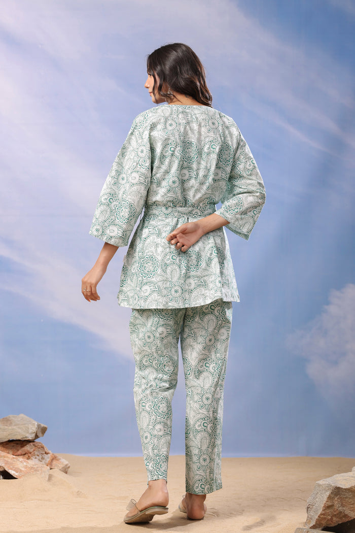 Mint Whisper Cotton Three Piece Co Ord Set
