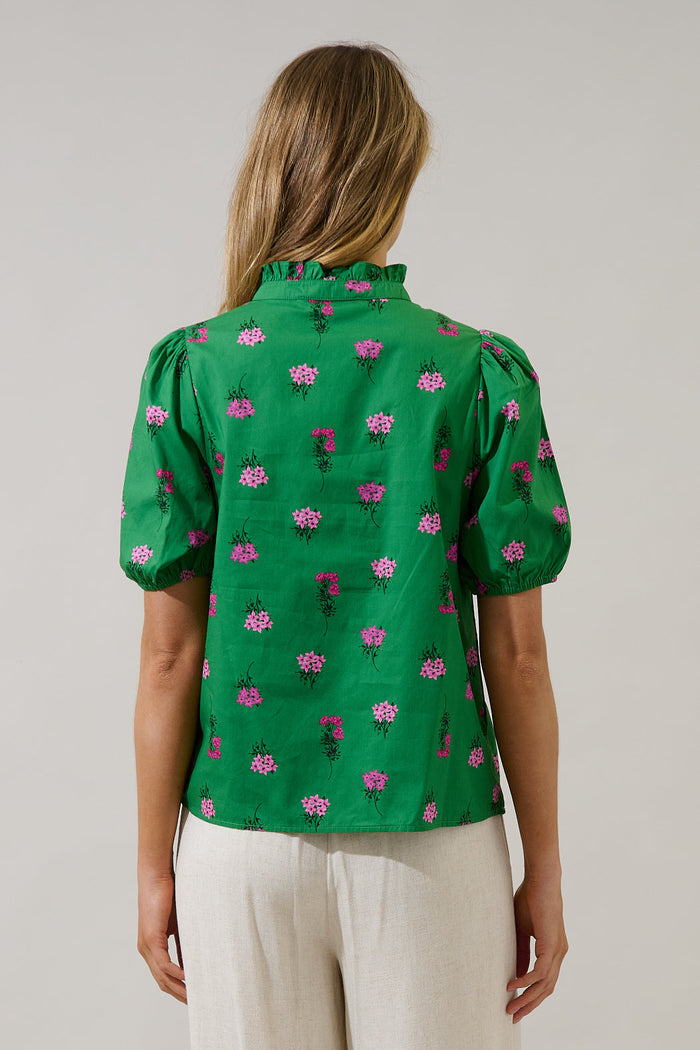 Miraya Mock Neck Poplin Top Vivy Floral