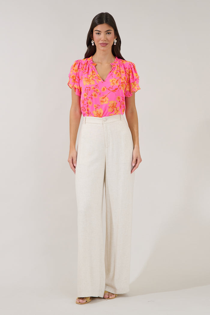 Montie Ruffle Blouse Hot Rod Floral