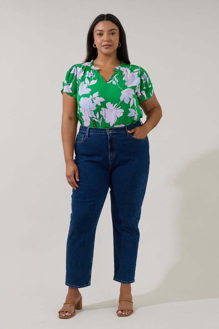 Montie Ruffle Blouse Merla Floral Curve