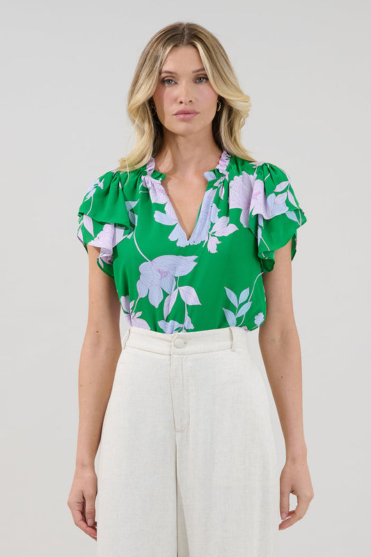 Montie Ruffle Blouse Merla Floral