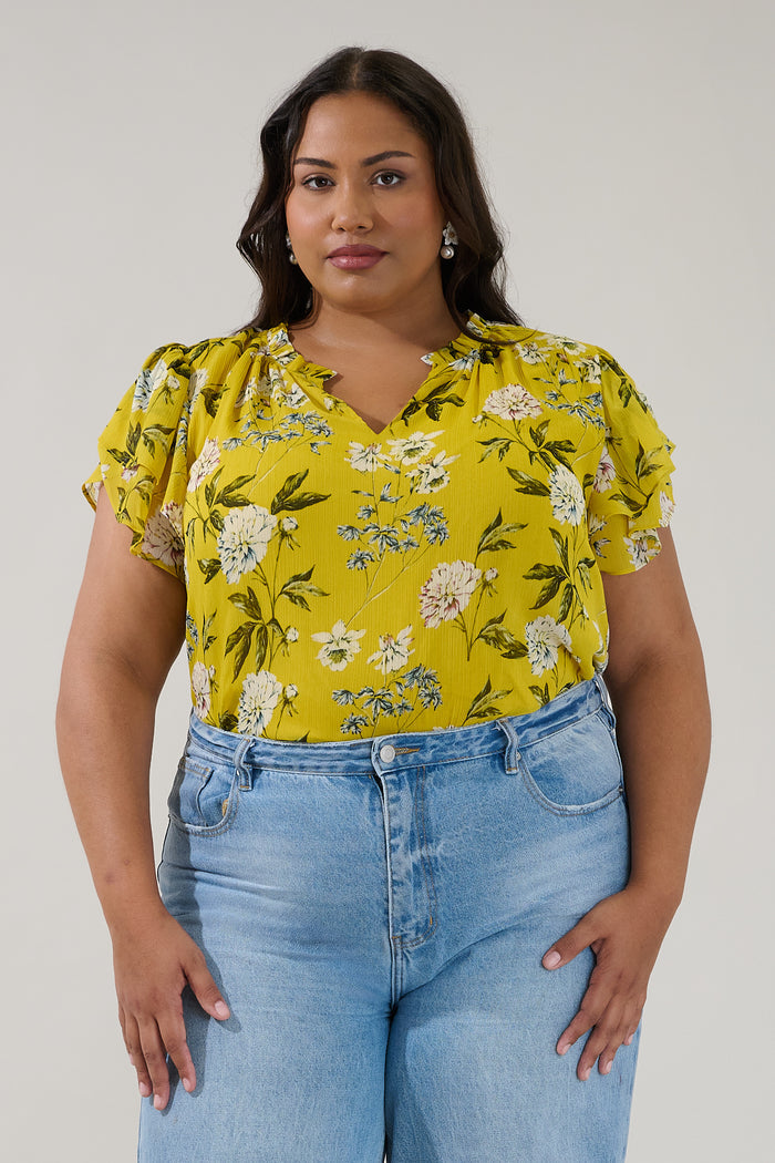 Montie Ruffle Blouse Verisa Floral Curve