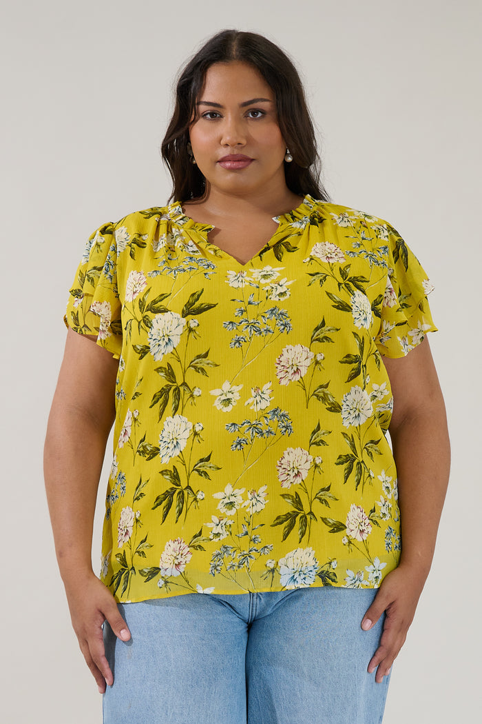 Montie Ruffle Blouse Verisa Floral Curve