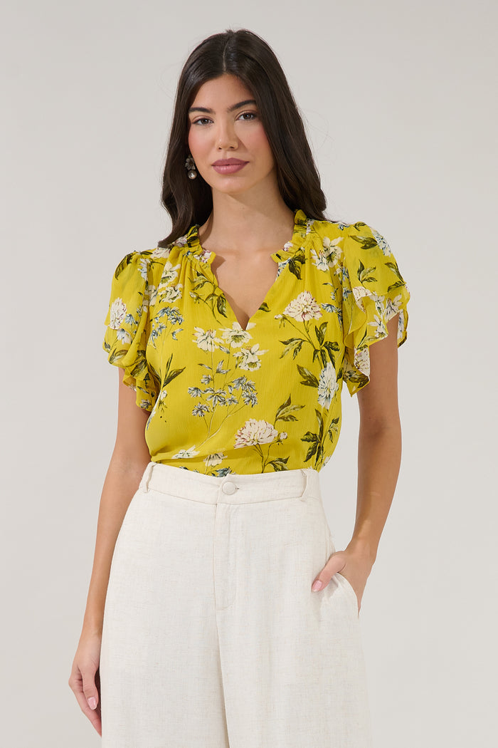 Montie Ruffle Blouse Verisa Floral