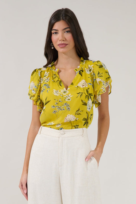 Montie Ruffle Blouse Verisa Floral