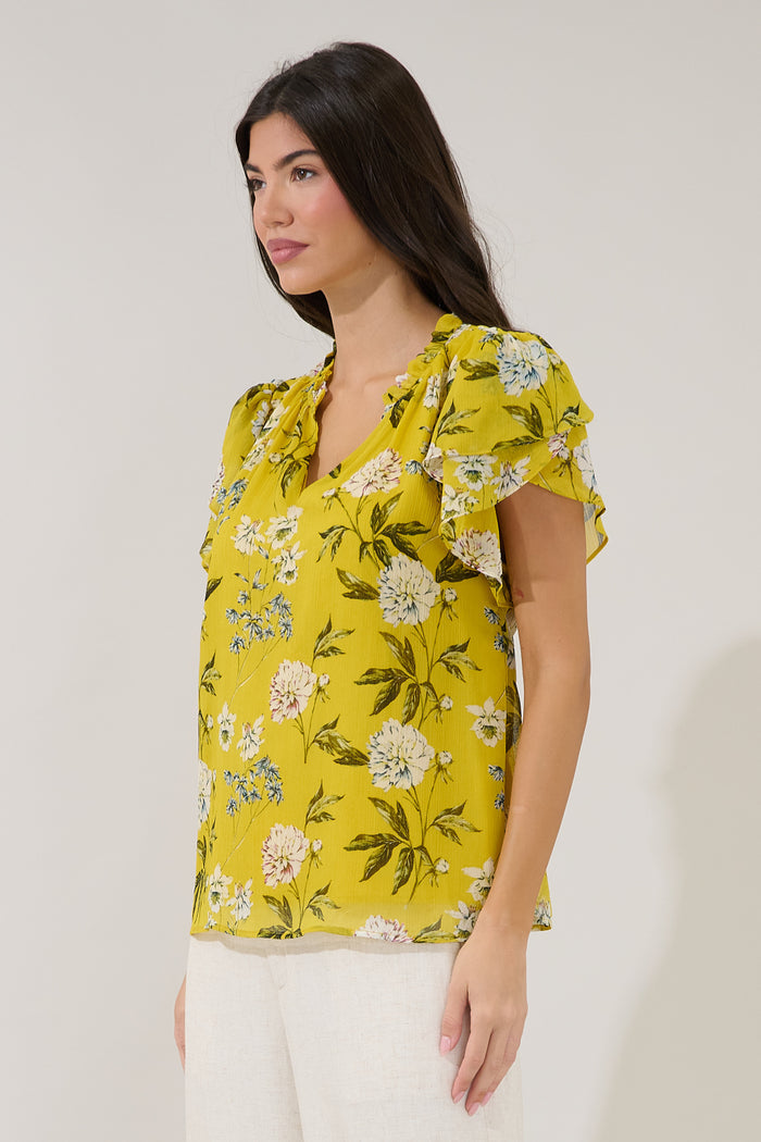 Montie Ruffle Blouse Verisa Floral
