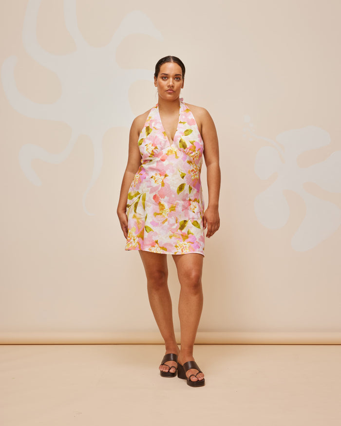 MORGAN LINEN MINI DRESS BALLET FLORAL