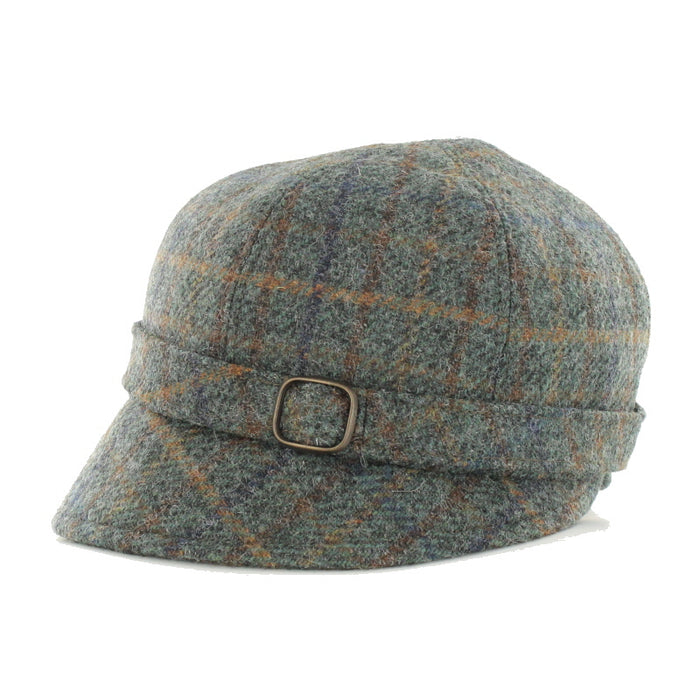 Sage Green Browns and Navy in Small Block Check - Mucros Weavers