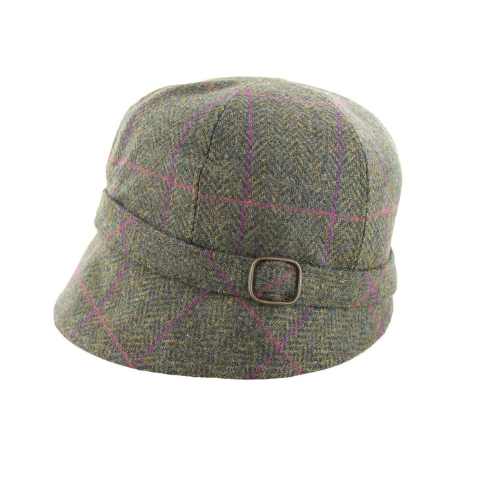 Dark Green Herringbone with Magenta Check - Mucros Weavers