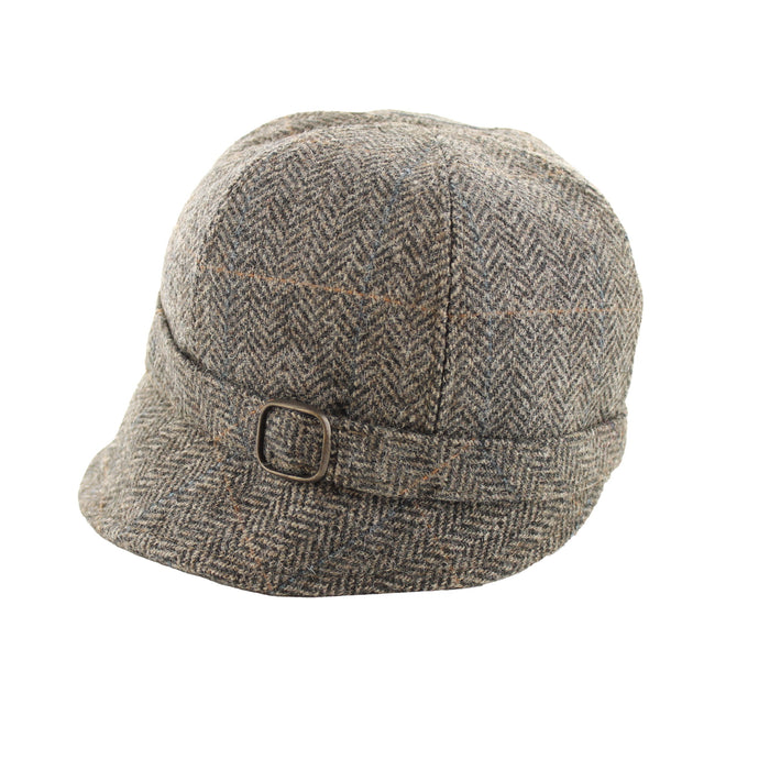 Brown Charcoal Herringbone with Light Blue Overcheck - Mucros Weavers