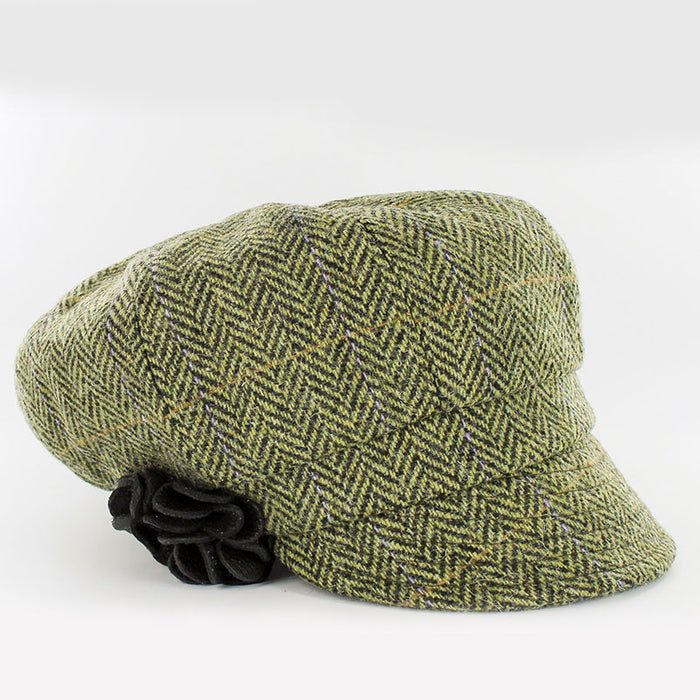 Light Green and Charcoal Herringbone with Light Purple and Gold Stripes - Mucros Weavers