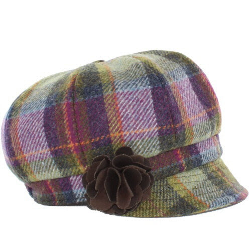 Vibrant Green Pale Blue Purple and Gold in a Check Pattern - Mucros Weavers
