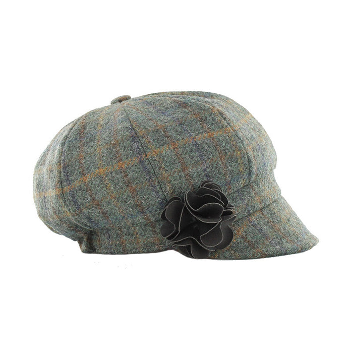 Sage Green Browns and Navy in Small Block Check - Mucros Weavers