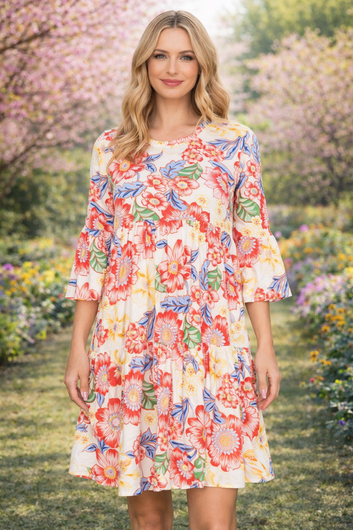 Multi Floral Tunic Dress FINAL SALE